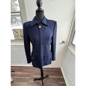 St John Collection Santana Knit Jacket Blazer 2 Golden Buttons Couture layered